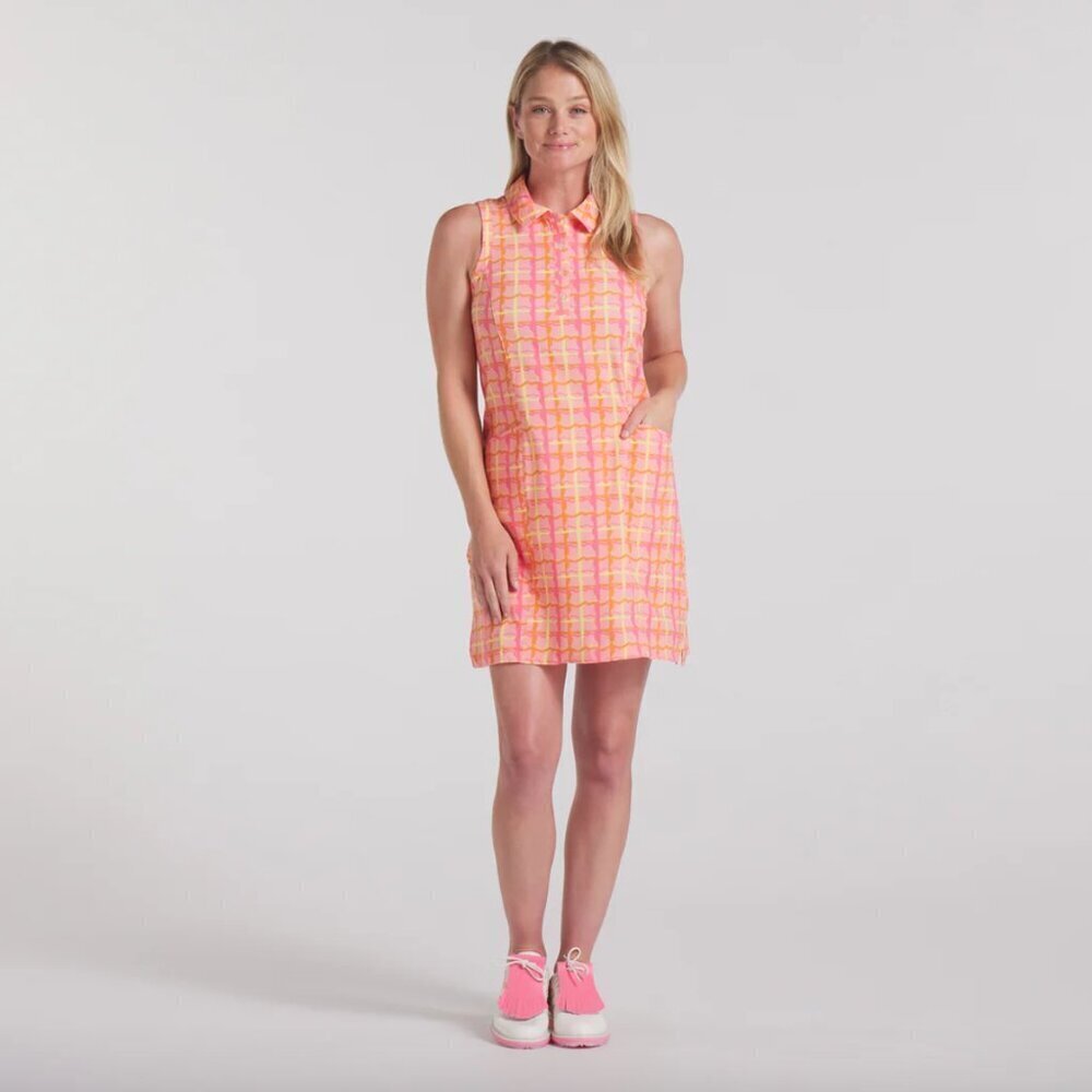 Puma x Dani Dazey Pink Plaid Patterned Golf Dress L NWT